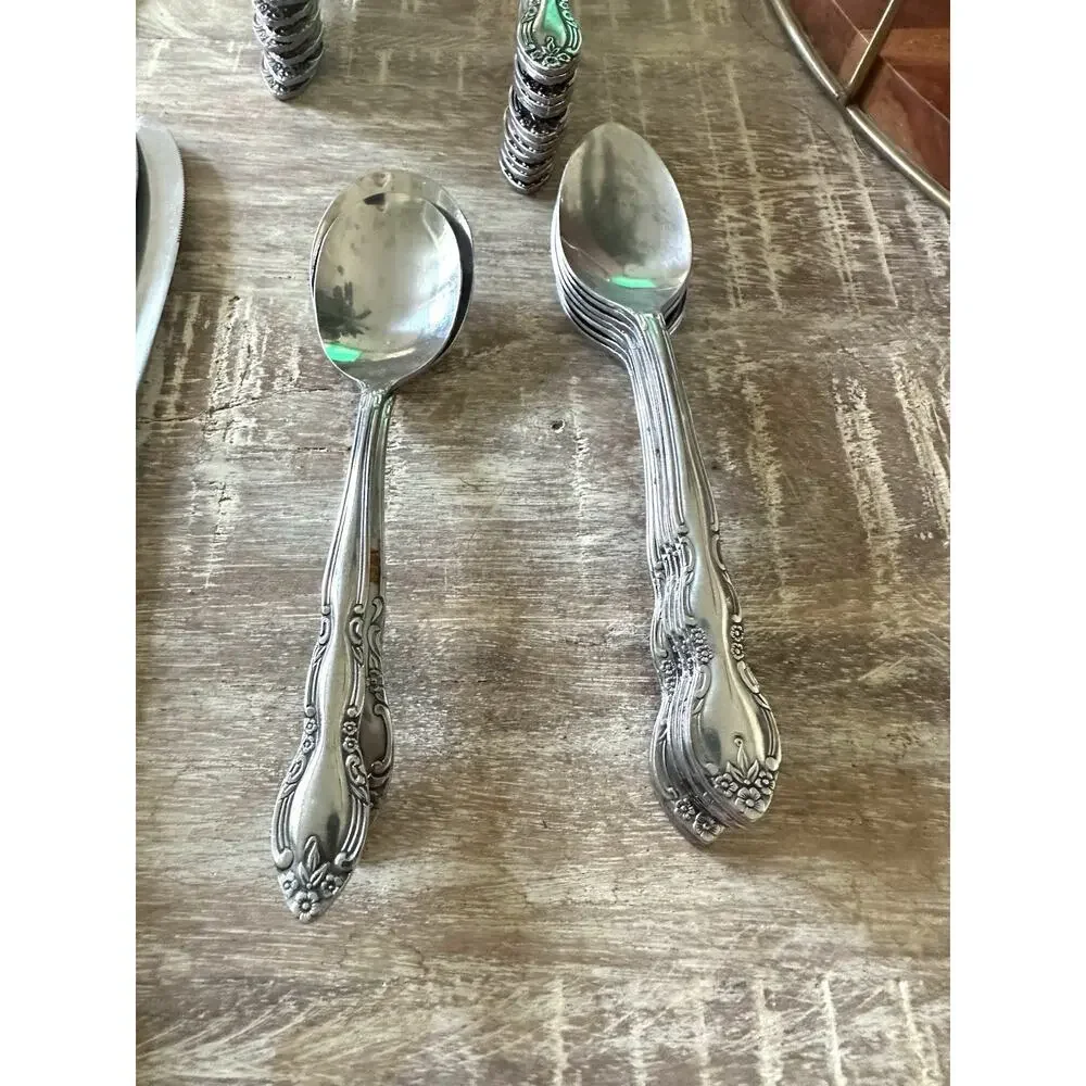 Imperial Fleurette Stainless Steel Flatware 68 Pieces VTG